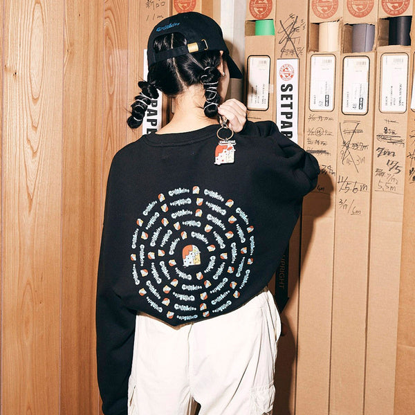 [MADE-TO-ORDER]  CHIAKISS x Bukubu Okawa ICE CREAM BIG SWEAT SHIRTS【BLACK】