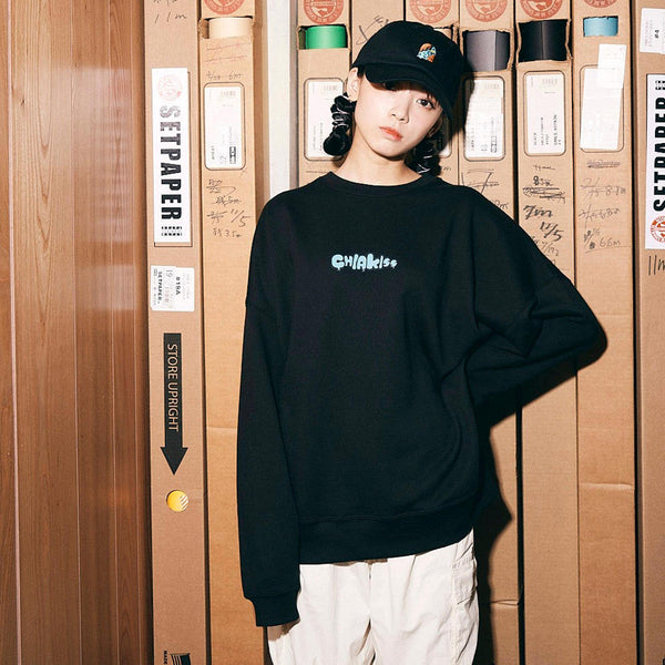 [MADE-TO-ORDER]  CHIAKISS x Bukubu Okawa ICE CREAM BIG SWEAT SHIRTS【BLACK】