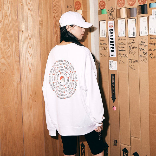 [MADE-TO-ORDER]  CHIAKISS x Bukubu Okawa ICE CREAM BIG SWEAT SHIRTS【WHITE】