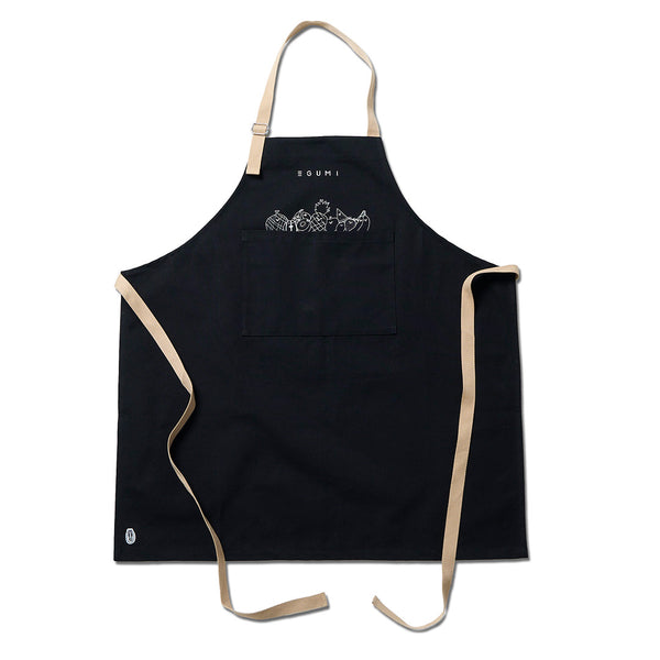 [MADE-TO-ORDER] EGUMI FRUIT PRINT APRON【BLACK】