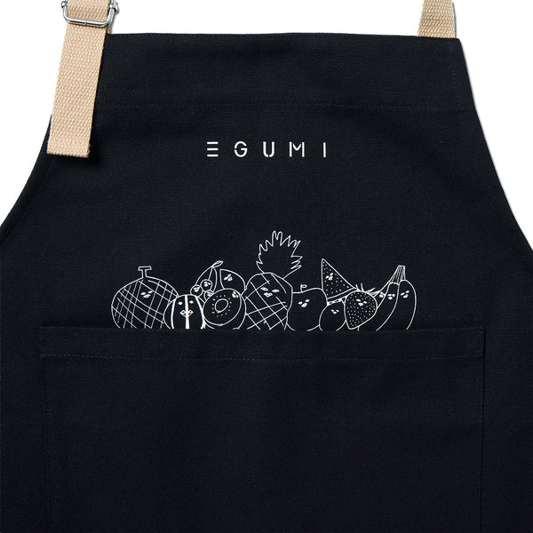 [MADE-TO-ORDER] EGUMI FRUIT PRINT APRON【BLACK】