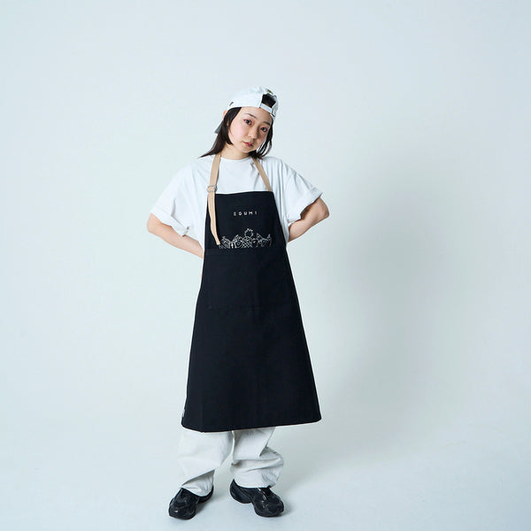[MADE-TO-ORDER] EGUMI FRUIT PRINT APRON【BLACK】