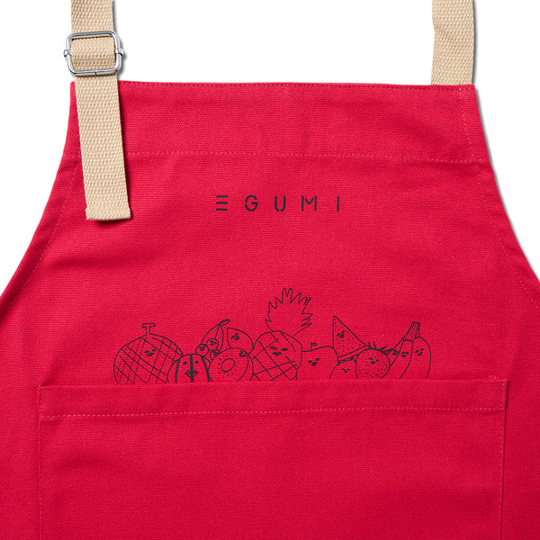 [MADE-TO-ORDER] EGUMI FRUIT PRINT APRON【RED】