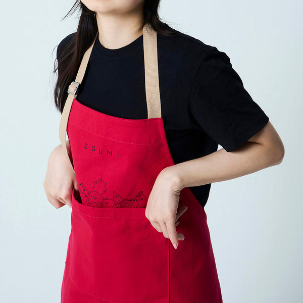 [MADE-TO-ORDER] EGUMI FRUIT PRINT APRON【RED】