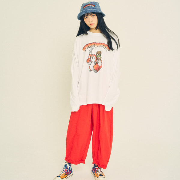 [MADE-TO-ORDER]  DRAGONZOMBIE BIG LONG SLEEVE TEE【WHITE】