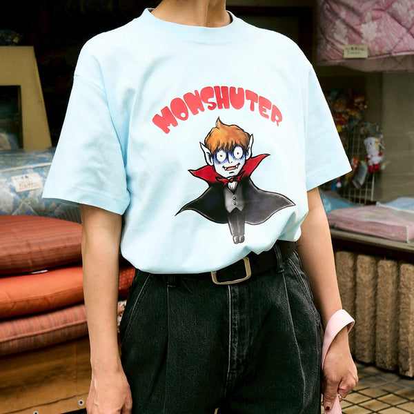[MADE-TO-ORDER]  MONSHUTER DRACULA TEE【LIGHT BLUE】