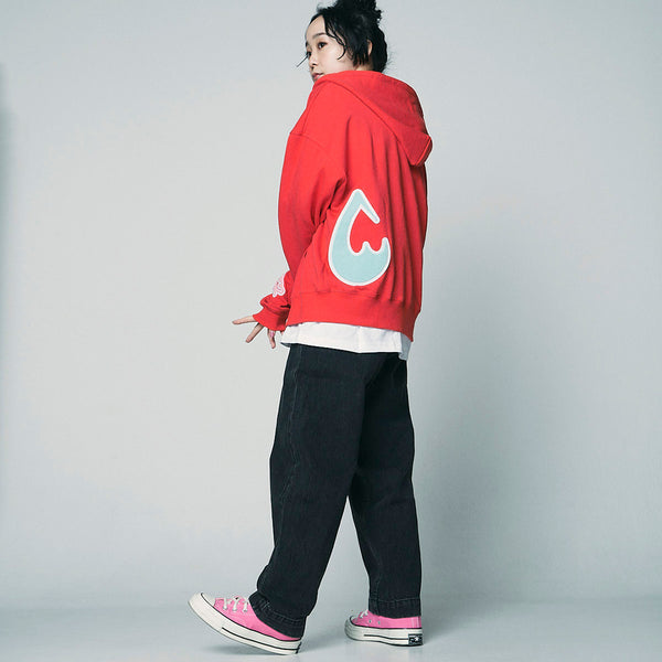 [MADE-TO-ORDER]  tear R drop SAGARA PATCHES ZIP UP HOODIE【RED】