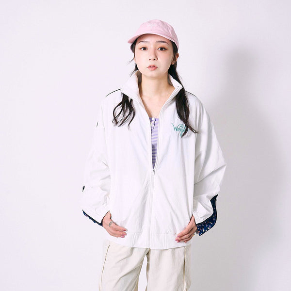 [MADE-TO-ORDER] WINGLE TWINKLE ILLUST NYLON ZIP-UP JACKET【WHITE】