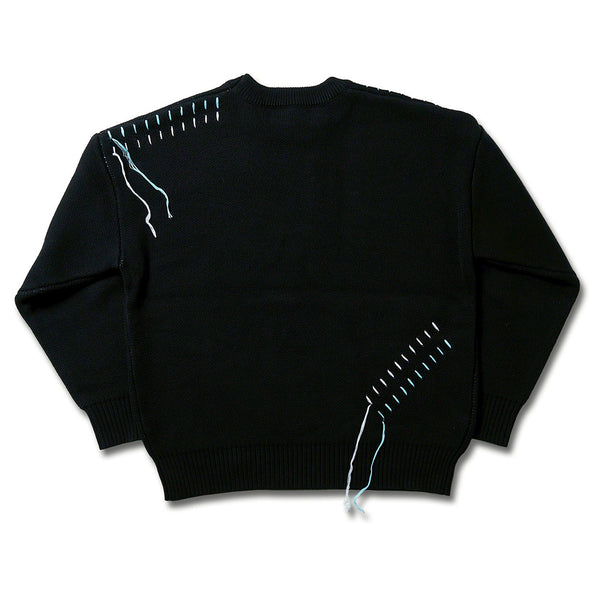 [MADE-TO-ORDER] WINGLE STAR & FEATHER COTTON-ACRYLIC SWEATER【BLACK】