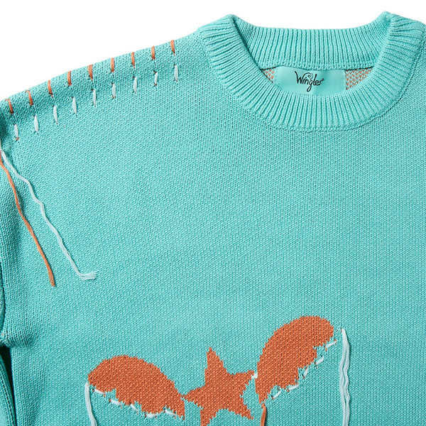 [MADE-TO-ORDER] WINGLE STAR & FEATHER COTTON-ACRYLIC SWEATER【MINT】