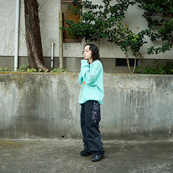 [MADE-TO-ORDER] WINGLE STAR & FEATHER COTTON-ACRYLIC SWEATER【MINT】