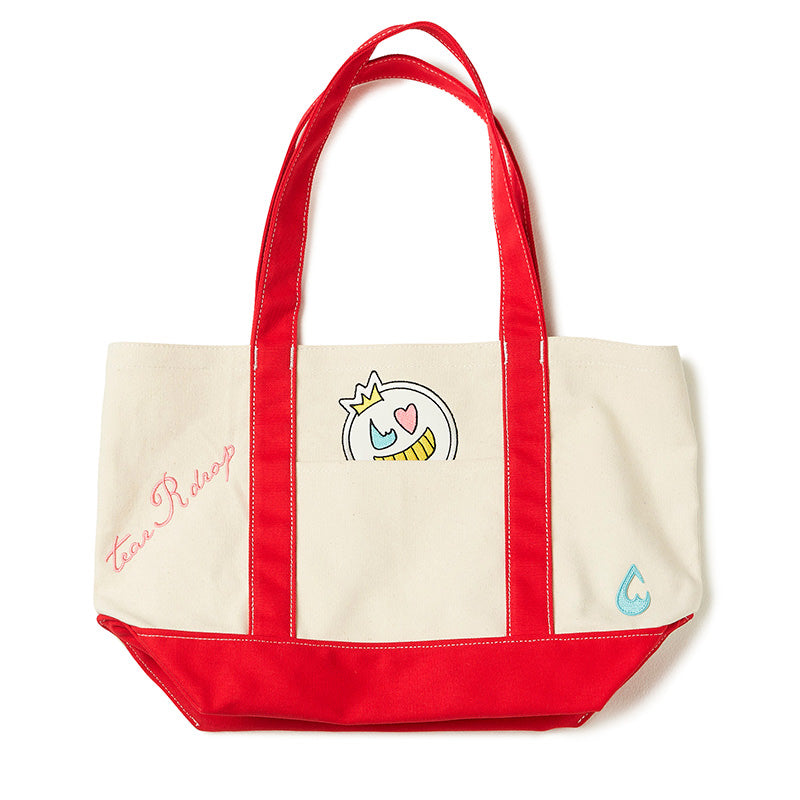 [MADE-TO-ORDER]  tear R drop KING CANVAS TOTE 【NATURAL×RED】